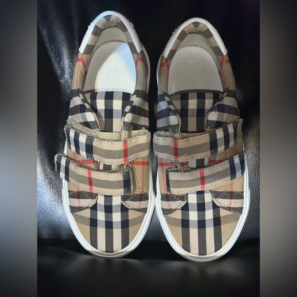 KIDS BURBERRY NOVA PLAID HOOK AND LOOP  TENNIS SHOES EU31 US 13 Youth Toddler - Picture 5 of 9